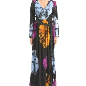 Busayo Dola Pink/Blue Autumn Maxi Dress... Size Medium